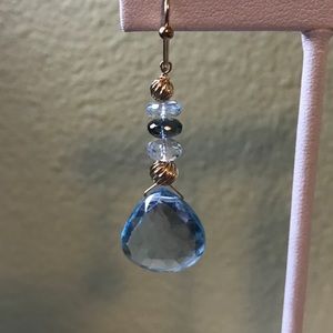 14k London & Swiss Blue Topaz Earrings